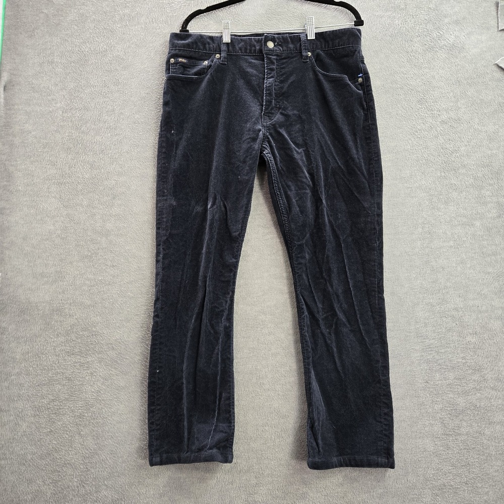 Polo Ralph Lauren Men Pants 34/34 Blue Corduroy‎ The Varick Slim Straight 26"